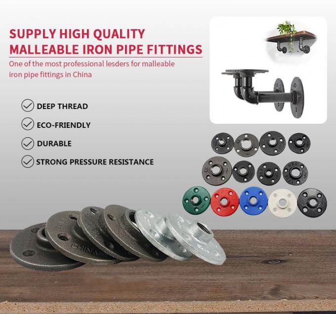 DELLOK 1/2' 3/4" Bsp महिला घुमावदार नरम लोहे के पाइप फिटिंग 4 छेद सामान्य मंजिल flange 2